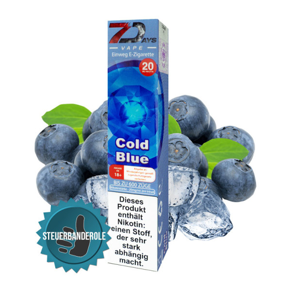 7 Days Vape E-Zigarette 20mg - Cold Blue