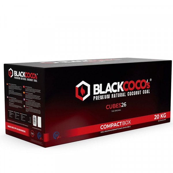 Blackcoco‘s 20KG - Kokosnuss Naturkohle Cubes26 Gastro Pack