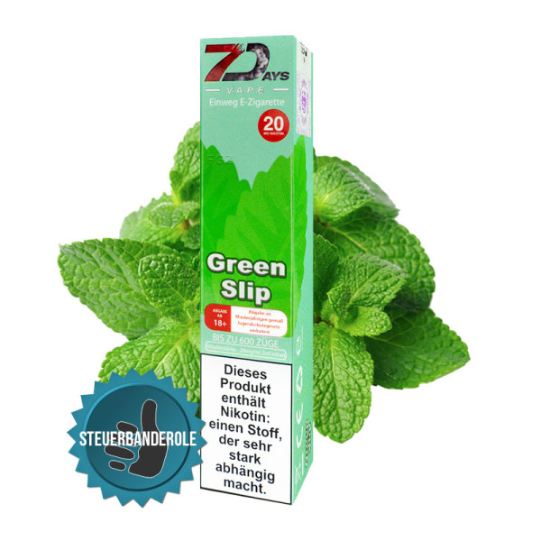 7 Days Vape E-Zigarette 20mg - Green Slip