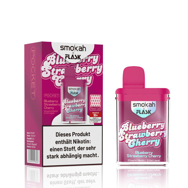 Smokah x Flask Pocket E-Zigarette 600 - Blueberry Strawberry Cherry